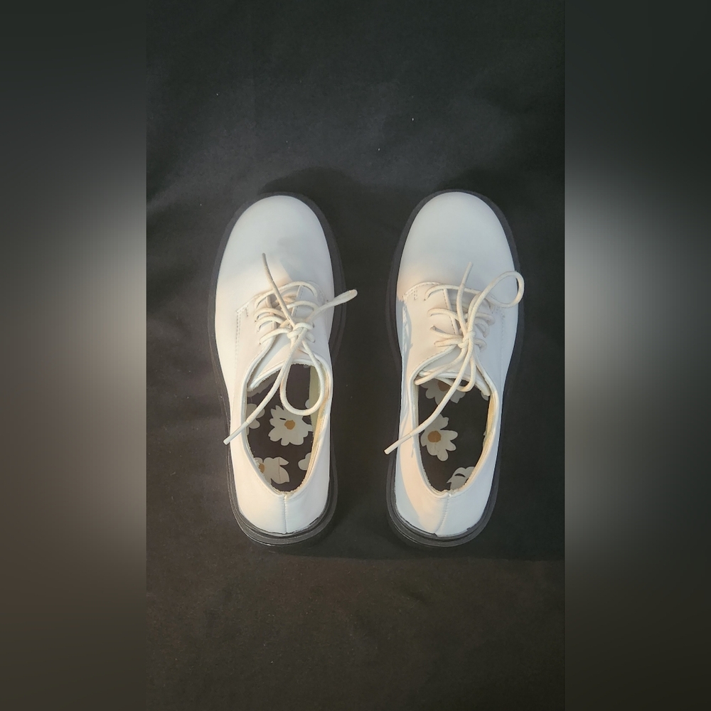 Women's White Chunky Oxfords Size 7.5 - Picture 14 of 16
